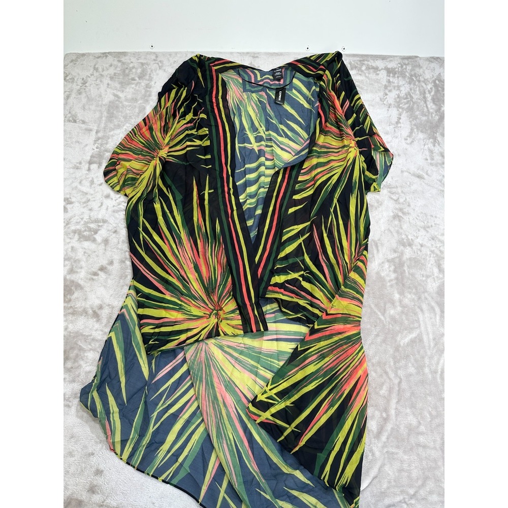 Palm Print Kimono Duster Cover Up Express One Size NWT $60 Tropical Beach Wrap